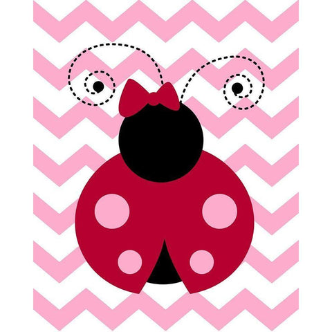 Ladybug Chevron Black Modern Wood Framed Art Print by Robinson, Tamara