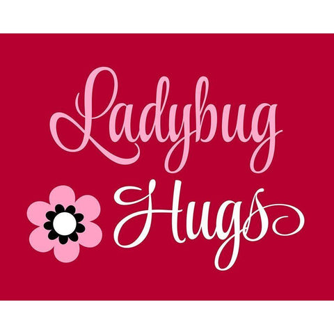 Ladybug Hugs White Modern Wood Framed Art Print by Robinson, Tamara