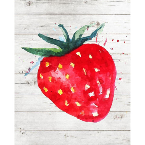 Strawberry Black Modern Wood Framed Art Print with Double Matting by Robinson, Tamara