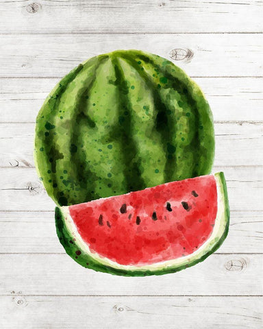 Watermelon Black Ornate Wood Framed Art Print with Double Matting by Robinson, Tamara