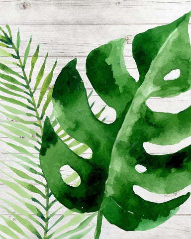 Banana Leaf I White Modern Wood Framed Art Print with Double Matting by Robinson, Tamara