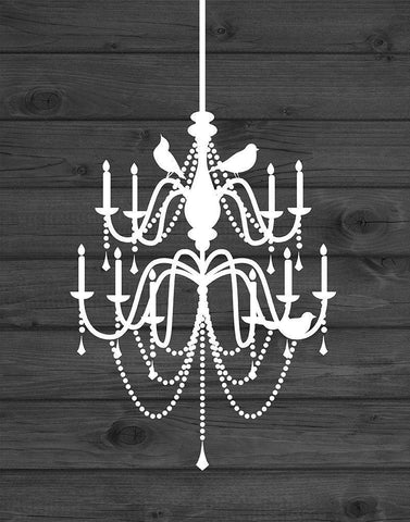 Chandelier Bird I Black Ornate Wood Framed Art Print with Double Matting by Robinson, Tamara