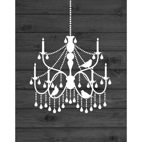 Chandelier Bird II White Modern Wood Framed Art Print by Robinson, Tamara