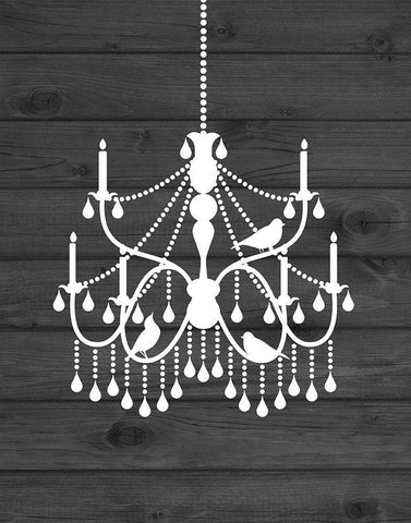 Chandelier Bird II Black Ornate Wood Framed Art Print with Double Matting by Robinson, Tamara