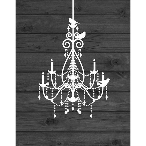 Chandelier Bird III White Modern Wood Framed Art Print by Robinson, Tamara