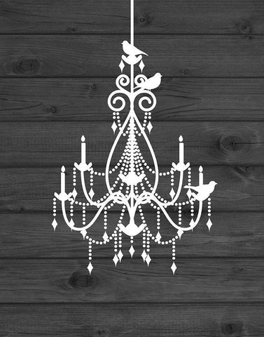 Chandelier Bird III Black Ornate Wood Framed Art Print with Double Matting by Robinson, Tamara