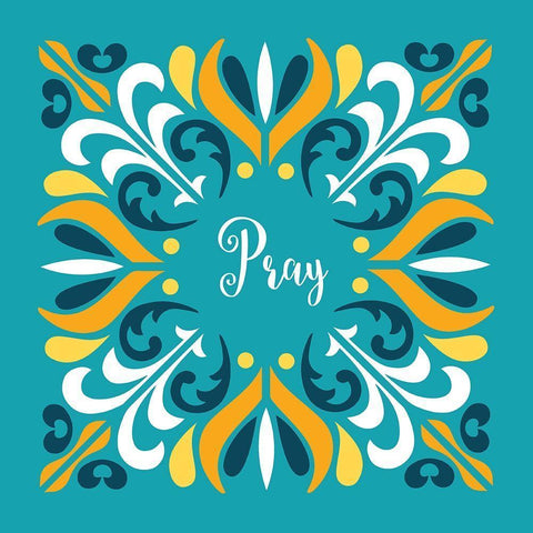 Pray Black Ornate Wood Framed Art Print with Double Matting by Robinson, Tamara