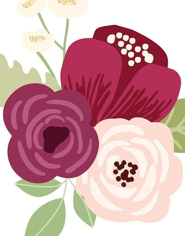 Floral Bouquet I White Modern Wood Framed Art Print with Double Matting by Robinson, Tamara