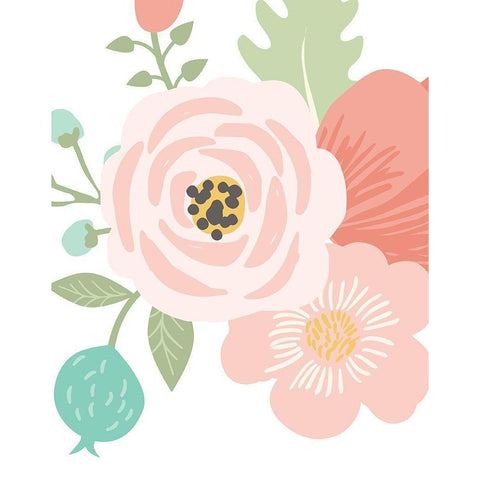 Pastel Floral Bouquet I White Modern Wood Framed Art Print by Robinson, Tamara