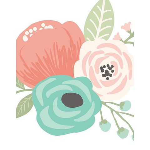 Pastel Floral Bouquet II Black Modern Wood Framed Art Print with Double Matting by Robinson, Tamara