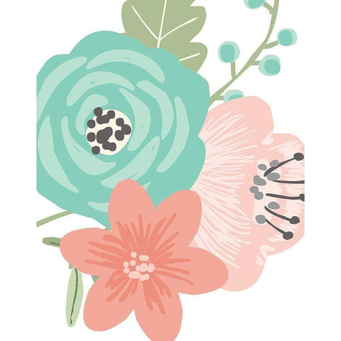 Pastel Floral Bouquet III Black Modern Wood Framed Art Print by Robinson, Tamara