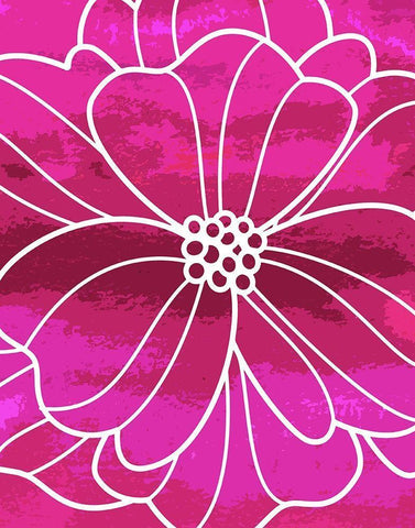 Flower Outline I White Modern Wood Framed Art Print with Double Matting by Robinson, Tamara