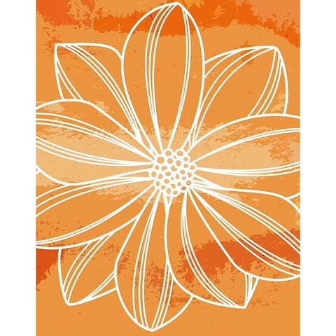 Flower Outline II White Modern Wood Framed Art Print by Robinson, Tamara