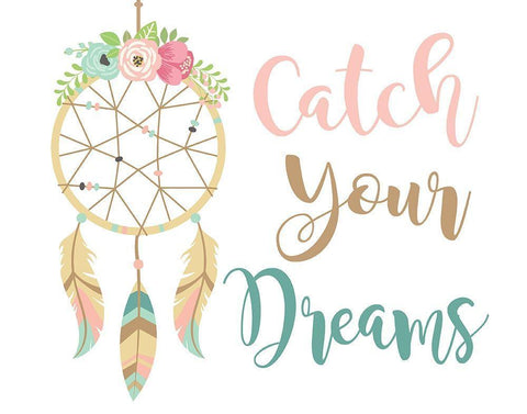 Catch Your Dreams Boho Black Ornate Wood Framed Art Print with Double Matting by Robinson, Tamara