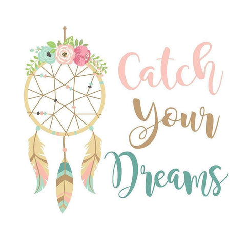 Catch Your Dreams Boho Black Modern Wood Framed Art Print by Robinson, Tamara