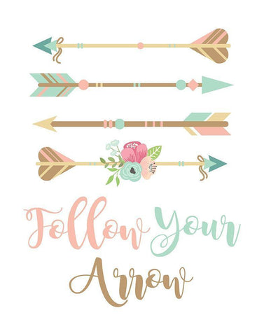 Follow Your Arrow Boho White Modern Wood Framed Art Print with Double Matting by Robinson, Tamara