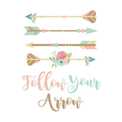 Follow Your Arrow Boho White Modern Wood Framed Art Print by Robinson, Tamara