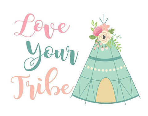 Love Your Tribe Boho White Modern Wood Framed Art Print with Double Matting by Robinson, Tamara