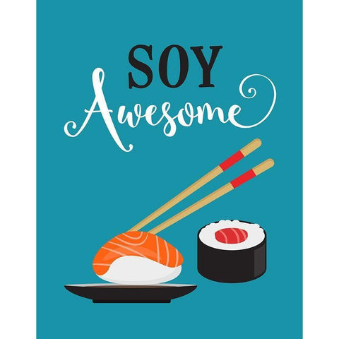 Soy Awesome Sushi White Modern Wood Framed Art Print by Robinson, Tamara