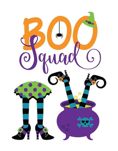Boo Squad White Modern Wood Framed Art Print with Double Matting by Robinson, Tamara