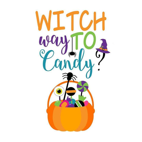 Witch Way to Candy White Modern Wood Framed Art Print by Robinson, Tamara