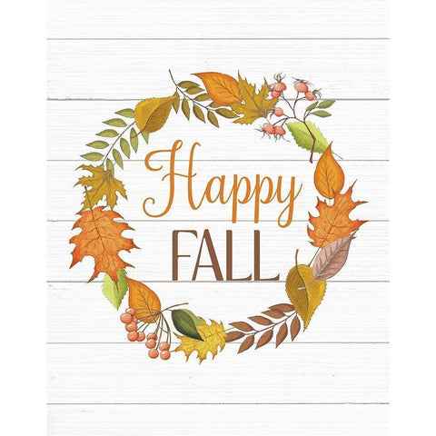 Happy Fall White Modern Wood Framed Art Print by Robinson, Tamara