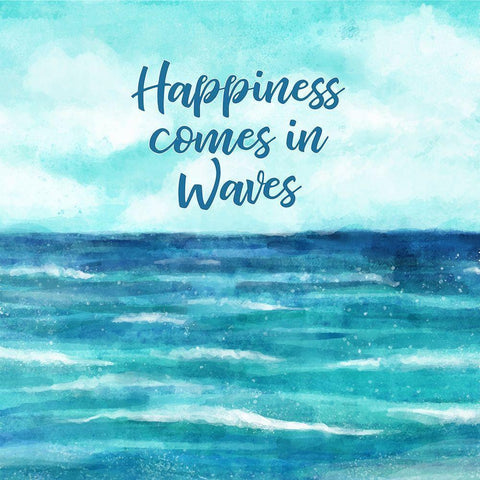 Happiness Comes in Waves Black Modern Wood Framed Art Print with Double Matting by Robinson, Tamara