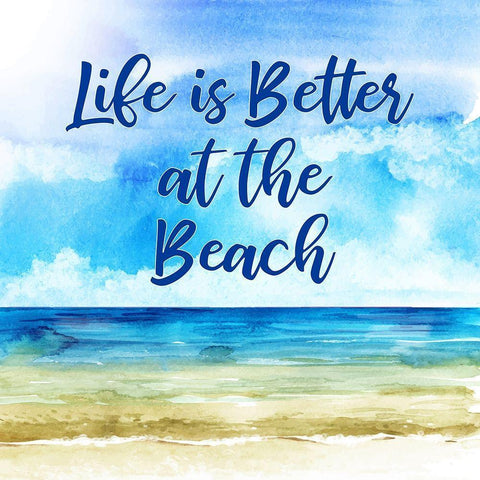 Life is Better at the Beach Black Modern Wood Framed Art Print by Robinson, Tamara