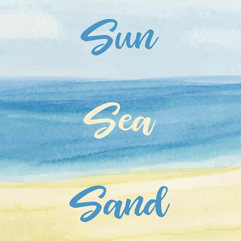Sun Sea Sad White Modern Wood Framed Art Print with Double Matting by Robinson, Tamara
