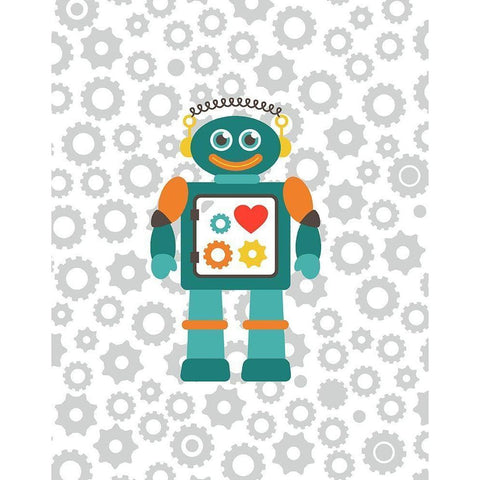 Robot V Black Modern Wood Framed Art Print by Robinson, Tamara