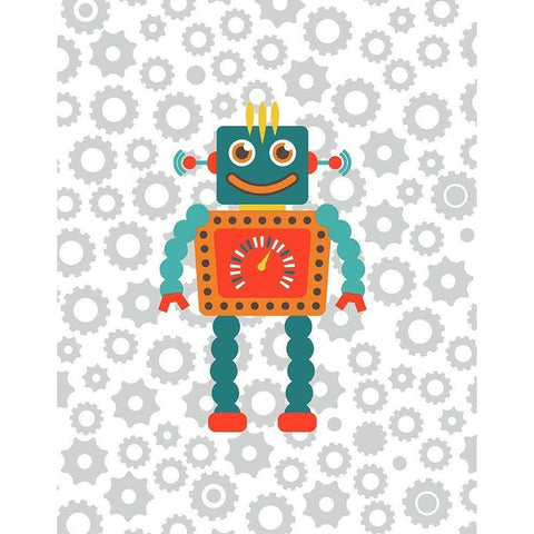 Robot VI Black Modern Wood Framed Art Print with Double Matting by Robinson, Tamara