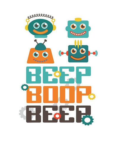 Beep Boop Beep Black Ornate Wood Framed Art Print with Double Matting by Robinson, Tamara