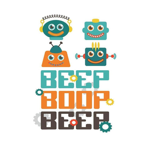 Beep Boop Beep White Modern Wood Framed Art Print by Robinson, Tamara