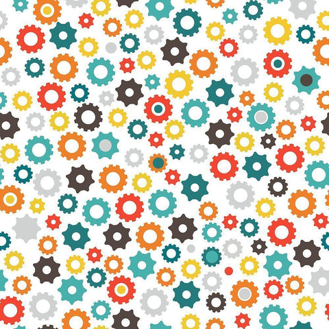 Robot Gear Pattern Black Modern Wood Framed Art Print by Robinson, Tamara