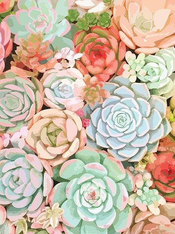 Succulent Black Ornate Wood Framed Art Print with Double Matting by Robinson, Tamara