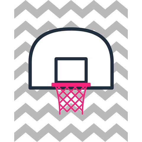 Basketball Hoop White Modern Wood Framed Art Print by Robinson, Tamara