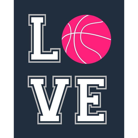 Love Basketball White Modern Wood Framed Art Print by Robinson, Tamara