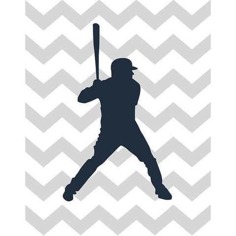 Baseball Chevron White Modern Wood Framed Art Print by Robinson, Tamara