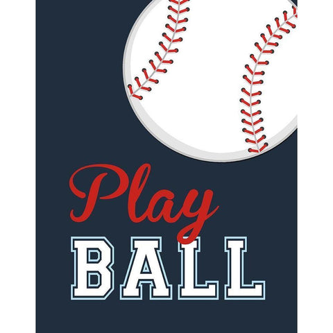 Play Ball Black Modern Wood Framed Art Print with Double Matting by Robinson, Tamara