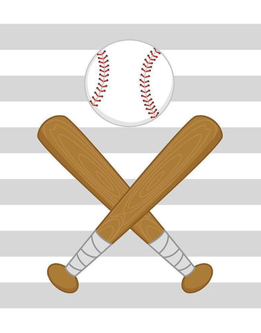 Baseball Stripes White Modern Wood Framed Art Print with Double Matting by Robinson, Tamara