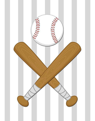 Baseball Stripes White Modern Wood Framed Art Print with Double Matting by Robinson, Tamara