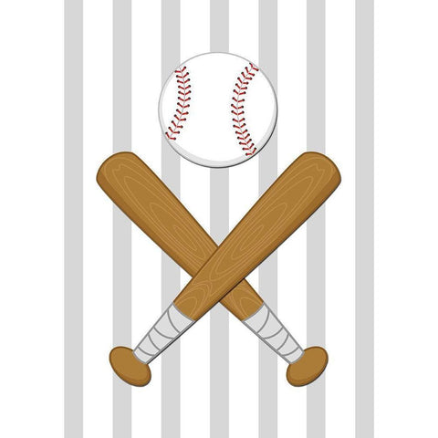 Baseball Stripes White Modern Wood Framed Art Print by Robinson, Tamara