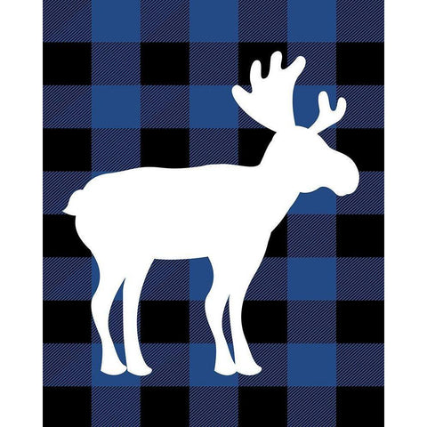 Plaid Moose White Modern Wood Framed Art Print by Robinson, Tamara