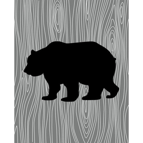 Woodland Bear Black Modern Wood Framed Art Print with Double Matting by Robinson, Tamara