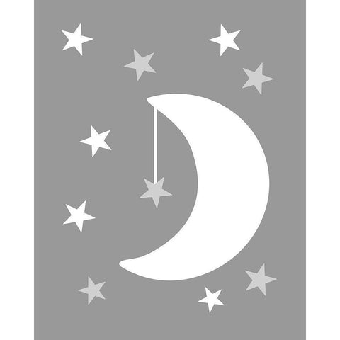 Moon Stars Black Modern Wood Framed Art Print by Robinson, Tamara