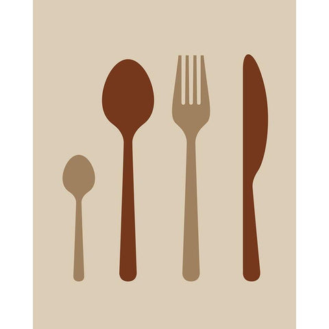 Dining Utensils White Modern Wood Framed Art Print by Robinson, Tamara
