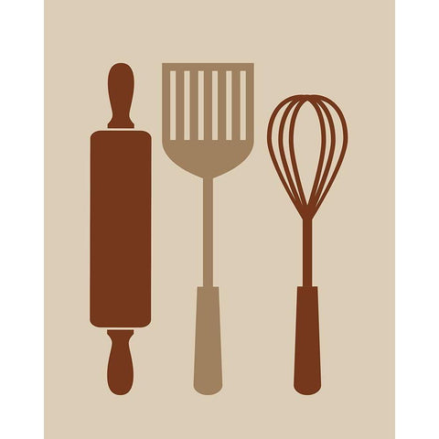 Kitchen Utensils White Modern Wood Framed Art Print by Robinson, Tamara