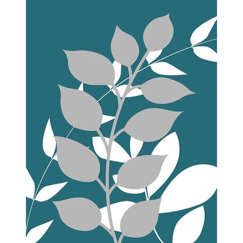 Teal Foliage I White Modern Wood Framed Art Print by Robinson, Tamara