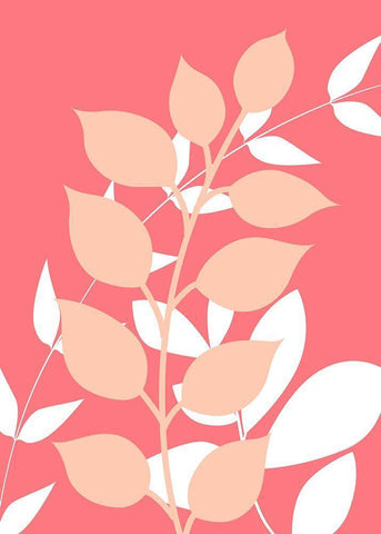 Coral Foliage I White Modern Wood Framed Art Print with Double Matting by Robinson, Tamara
