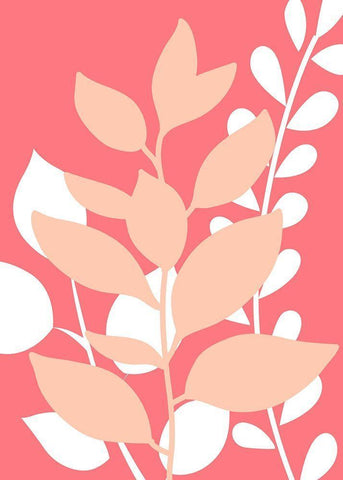 Coral Foliage II White Modern Wood Framed Art Print with Double Matting by Robinson, Tamara